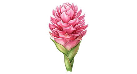 Pink ginger flower isolated on transparent background