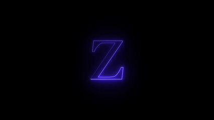 Illuminated purple neon letter z glowing brightly in the dark with a futuristic and modern aesthetic