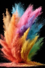 Fototapeta premium Multicolored powder explosion on dark background