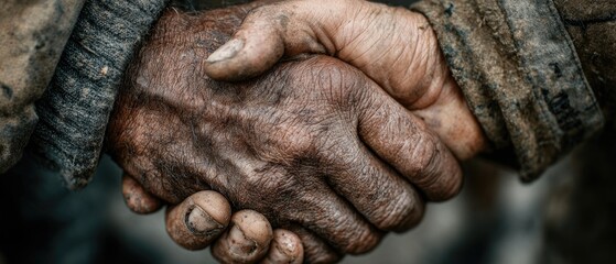Dirty handshake, textured skin