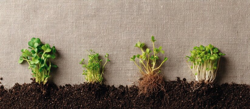 Sprouts growing from dark soil