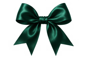 Dark green satin ribbon bow creating a luxurious texture, perfect for gifts, holidays, events, and elegant design elements