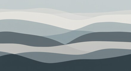 Abstract wavy layers in varying shades of blue and grey creating a serene, minimalist landscape pattern or background.