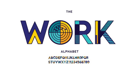 Work alphabet vector design graphic typography letters and numbers vector