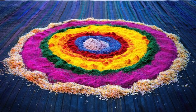 Vibrant Rangoli Art Flatlay, rangoli,