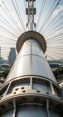 Abstract perspective of metallic structure against city skyline highlighting the design aesthetics