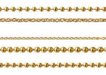 Gold chains and beads, various styles