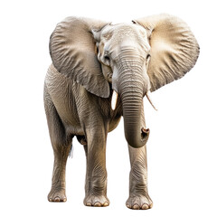 Fototapeta premium Elephant flapping ears An elephant flaps its ears to cool down or communicate. full length isolate on transparent background