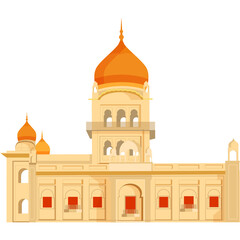 Traditional Indian Temple Building With Orange Domes And White Walls Detailed Architectural Design On Transparent Background