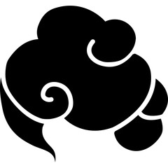 Traditional Japanese Cloud Motif Black Silhouette isolated on white background simple graphic design element