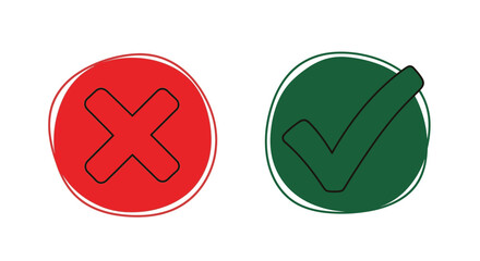 Check mark and cross mark symbols right wrong icons vector graphic editable