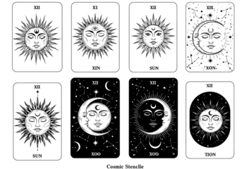 Celestial tarot card set, esoteric design element