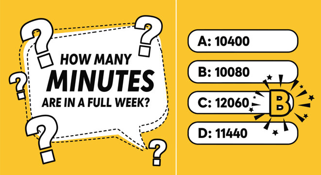 How many minutes in a week quiz question and answer for students editable