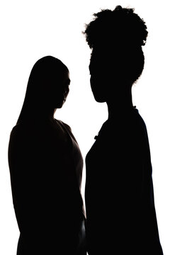 Studio facing silhouettes duo portrait