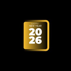 Elegant Happy New Year 2026 Greeting Card Design in Gold and Black Theme
