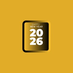 Elegant Happy New Year 2026 Greeting Card Design in Gold and Black Theme