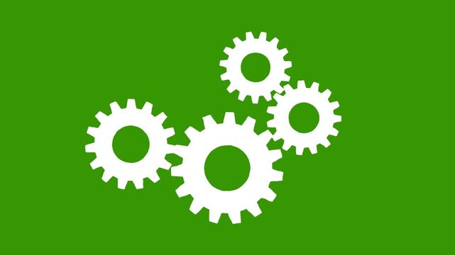 industrial business gear animation in green background. wheel mechanical machine