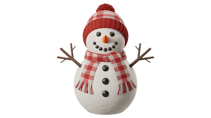 Charming snowman ready for winter fun, wearing cozy red scarf and hat