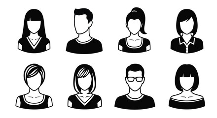 Vector avatars profile pictures user icons people silhouettes set editable