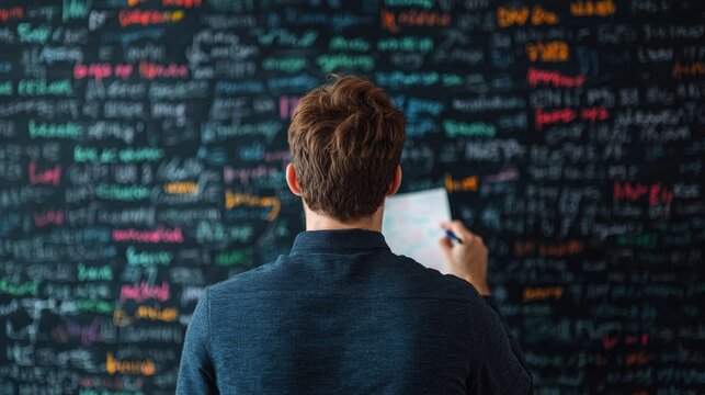 Determined Student Finding Study Motivation with Handwritten Mind Map - Copy Space Available for Text