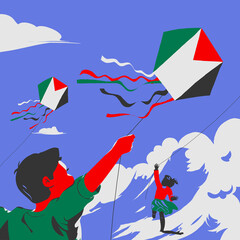 Kids flying kites
