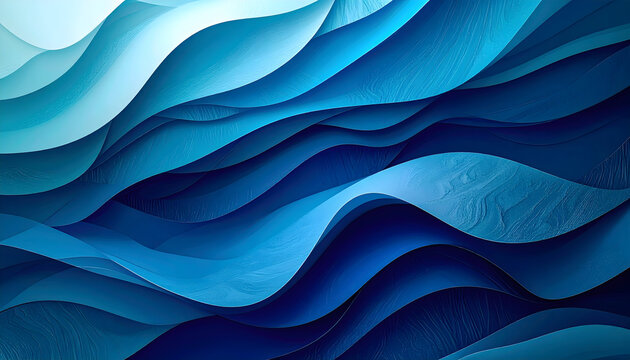 Flowing Waves in Blue Tones