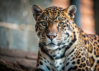 Obraz premium Dark brown animal print with white and black cheetah spots on a blurred background