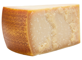 Aged hard cheese wedge with a textured rind, ready for culinary use