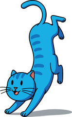 Cute Blue Cat Vector Illustration With Stripes