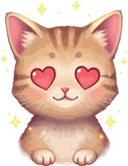Cute Ginger Kitten With Hearts In Eyes Sparkles