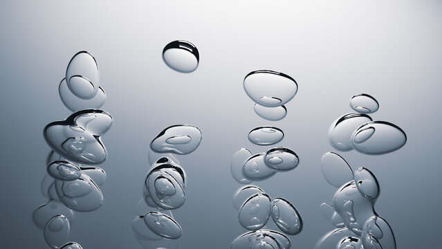 Bubbles float gently in an abstract water background design