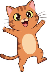 Cute Orange Tabby Cat Character with Big Eyes Open Arms