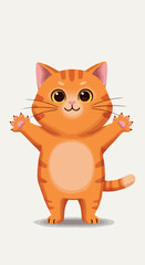 Cute Orange Tabby Cat Pixel Art Vector With Open Arms