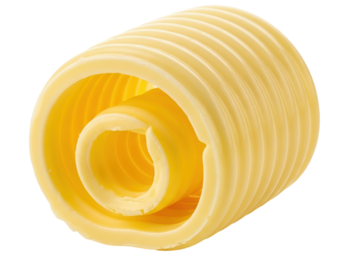 Delicious golden butter curl, a classic dairy product for cooking and baking.