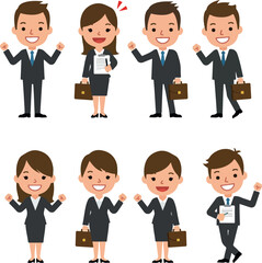 Diverse Business Team Celebrating Success in Flat Design Style