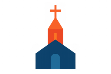 Christian church with cross icon symbolizing religion and faith, flat vector design element