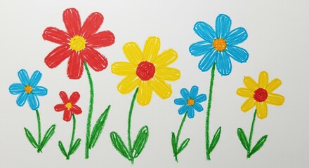 Fototapeta premium Colorful flowers illustration on white background artistic nature concept