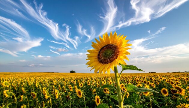 Sunflowers field with dramatic clouds - Powered by Adobe