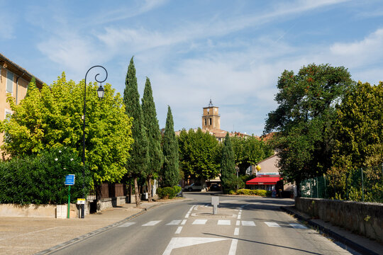Sablet Charming Village Road Lined With Trees 