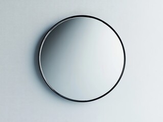 Elegant minimalist round mirror with sleek black frame on a serene wall