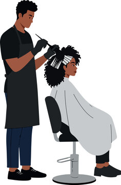 stylist highlights black woman's hair clip art preview