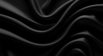 Obraz premium Smooth black fabric with flowing folds and reflective surface