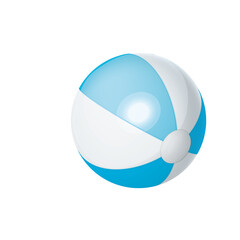 Translucent Blue and White Beach Ball Isolated on Transparent Background with Soft Glossy Shine and Realistic Texture