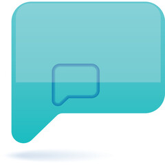Translucent Cyan Speech Bubble Icon With Inner Outline and Soft Shadow on White Background
