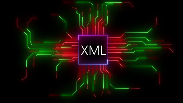 XML Data Structure Processing, Circuit Board Animation Concept, Futuristic Digital