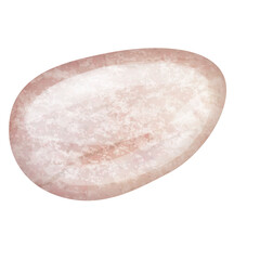 Translucent Oval Shaped Light Pink Agate Gemstone with Subtle White Inclusions and Textured Surface Isolated on Transparent Background