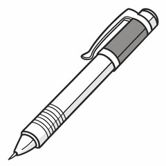 Naklejka premium Simple Ballpoint Pen with Gray Grip on White Background writing instrument stationery