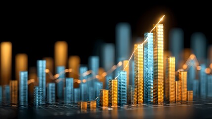 A collection of colorful bar graphs representing data trends