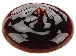 Rich dark brown sauce or syrup swirl with a glossy texture and smooth peak