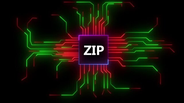 ZIP Data Compression Algorithm Animated Concept Digital Information Process